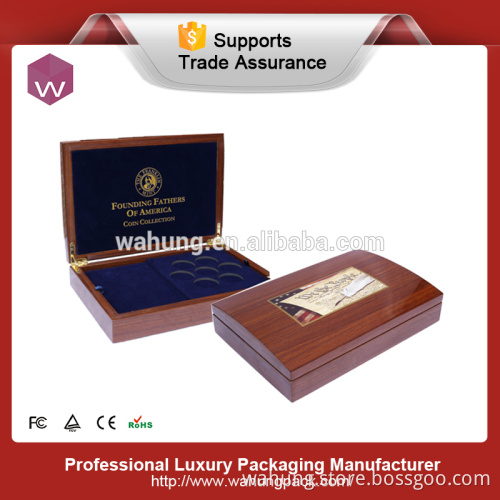 brown color wooden gold coin gift box
